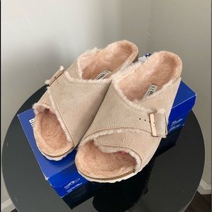 New Pink fur lined Birkenstocks Sz 42, sz 12 rose